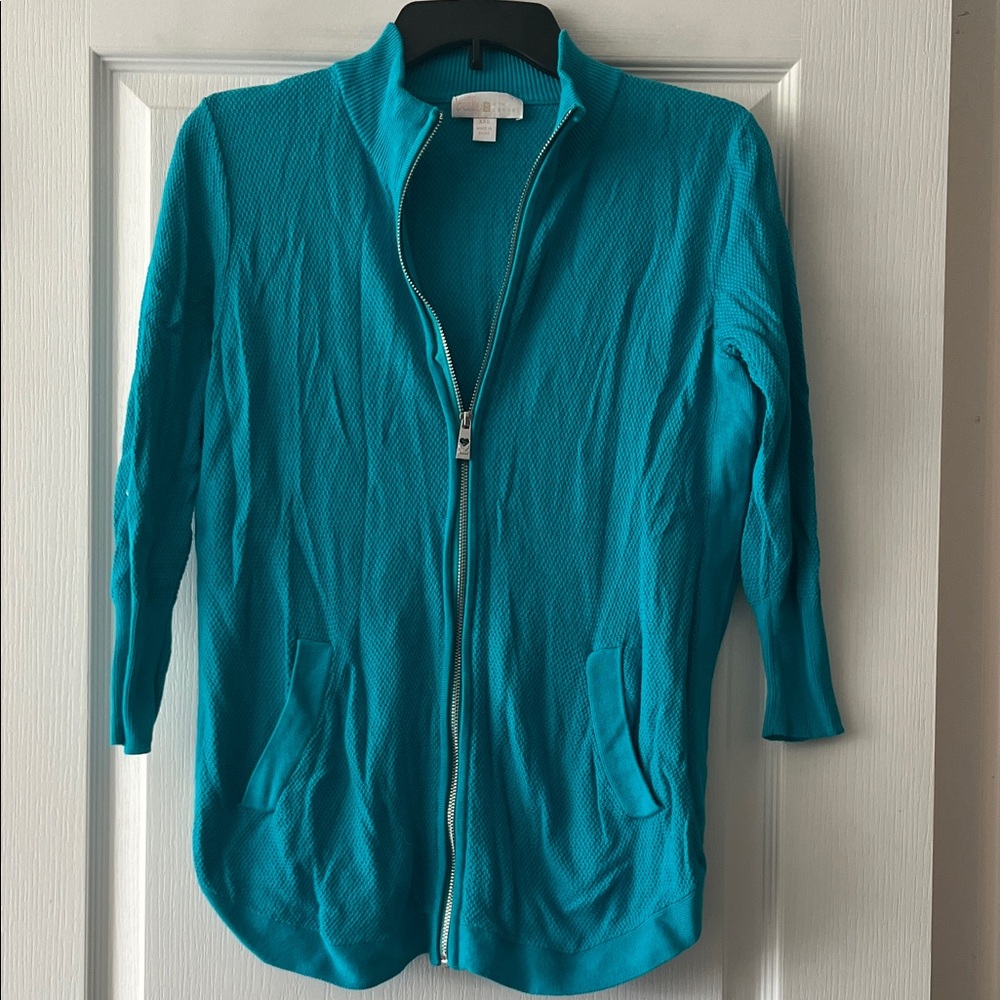Belle by Kim Gravel Teal Knit Cardigan